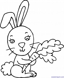 Bunny Rabbit Coloring Page 3 Clip Art - Sweet Clip Art