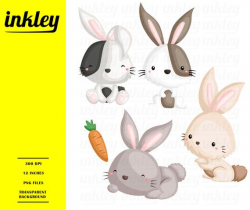 Cute Rabbit Clipart, Cute Rabbit Clip Art, Cute Rabbit Png, Rabbit Carrot  Clipart, Bunny Clipart, Cute Animal Clipart, Vegetable, Mammal