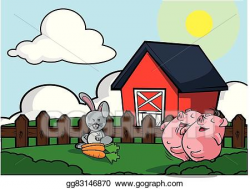 EPS Vector - Pig & rabbit scenery. Stock Clipart ...