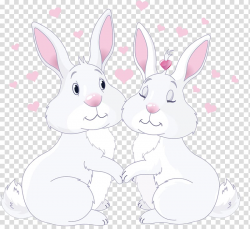 Two white rabbit illustration, Domestic rabbit Easter Bunny ...
