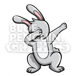 Rabbit Dabbing Vector Cartoon Clipart Illustration