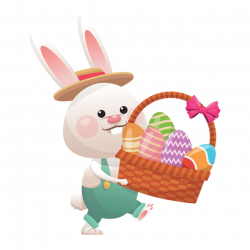Easter Rabbit With Eggs Basket Vector PNG, Easter Rabbit, Easter ...