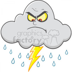 Royalty Free RF Clipart Illustration Angry Cloud With Lightning And Rain  clipart. Royalty-free clipart # 396888