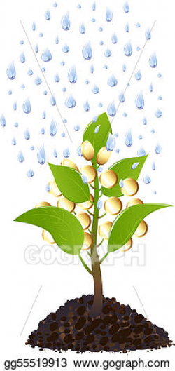 Vector Art - Money plant with rain drops. EPS clipart ...