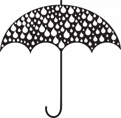Clipart - Rain Drops Umbrella Silhouette