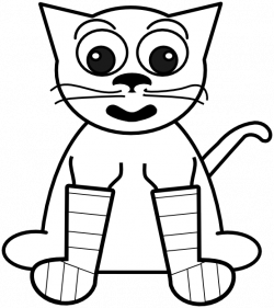 clipartist.net » Clip Art » cat in rainbow socks bw black white ...