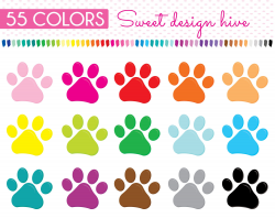Paw Prints Clipart, rainbow colors, puppy paws Clip Art, Dog ...