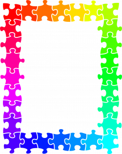 Clipart - Jigsaw frame (rainbow colours)