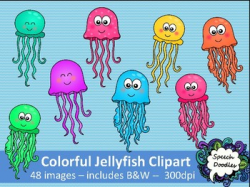 Colorful Jellyfish clipart - 48 images! - Rainbow jellyfish clipart
