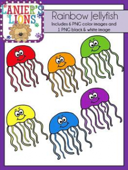 Rainbow Jellyfish Clip Art Set