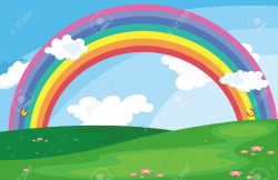 Stock Vector | Rainbows and stars | Rainbow sky, Green ...