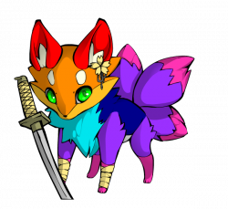 Rainbow Fox (w/ sword) by Snekars on DeviantArt