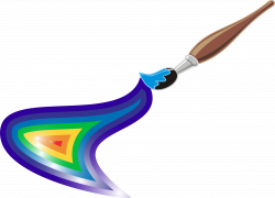 Clipart - Artists Brush And Rainbow Paint