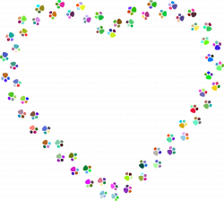 Clipart - Colorful Paw Prints Heart Mark II
