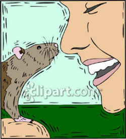 Woman With A Pet Rat - Royalty Free Clipart Picture