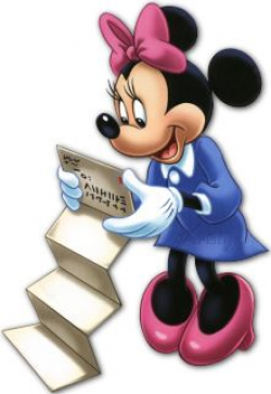 minnie mouse reading a letter that hangs to the floor | Mini ...
