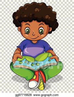 Vector Stock - Boy reading storybook on transparent ...