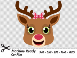 Cute Reindeer SVG Cut Files, reindeer clipart, Christmas clip art, reindeer  girl, winter woodland animal vector graphic, deer head art
