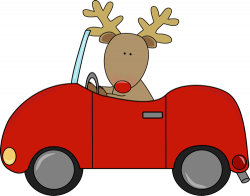 Reindeer Driving a Car Clip Art - Reindeer Driving a Car Image