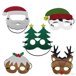 5pcs Funny Christmas Party Mask Reindeer Santa Claus Tree ...