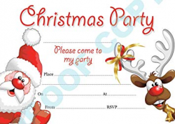 SANTA AND RUDLOPH #61 CHRISTMAS PARTY INVITATIONS (WHITE) childrens kids  party invites Pack of 10 inc. envelopes