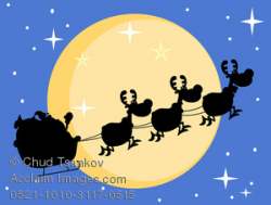 Clipart Image of Silhouette of Reindeer Pulling Santa's Sled ...