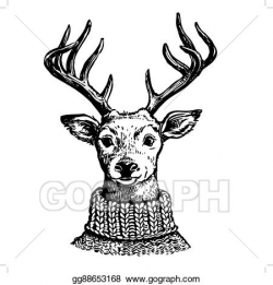 Clip Art Vector - Ink drawing of reindeer. Stock EPS ...