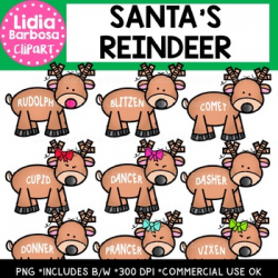 Santa's Reindeer Clipart {Lidia Barbosa Clipart}