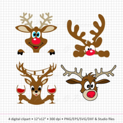 Buy 2 Get 1 Free! Digital Clipart Reindeer Monogram, Merry ...