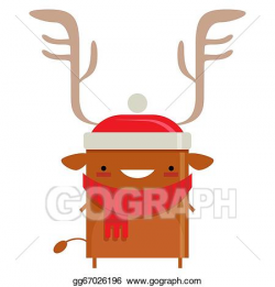 Clipart - Happy simple smiling santa claus reindeer cartoon ...