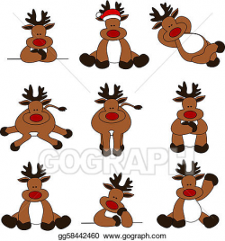 Vector Stock - Cute christmas reindeer collection. Clipart ...