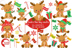 All of Santas Reindeer clipart, graphics, illustrations AMB-2291