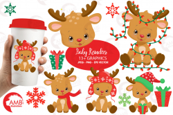 Christmas Clipart, Reindeer Clipart, Baby Reindeer, Santa's Reindeer,  Rudolph Clipart, Christmas Ornament Clipart, AMB-2288