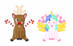 Kawaii reindeer and unicorn | Pixel Art Maker