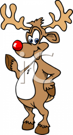 Cartoon Clipart Picture Of Rudolph The Reindeer Standing On ...