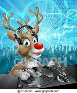 Vector Art - Christmas reindeer party dj. EPS clipart ...