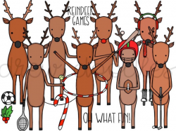 Reindeer Games Digital Clip Art Set- Instant Download