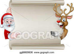 Vector Illustration - Cartoon santa and christmas reindeer ...