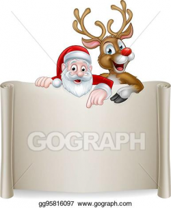 Vector Illustration - Christmas santa reindeer scroll ...