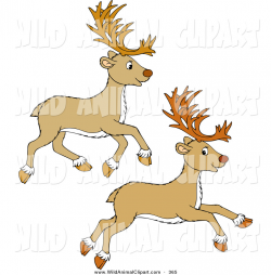 Clip Art of Two Beige Reindeer Leaping and Running by Alex ...