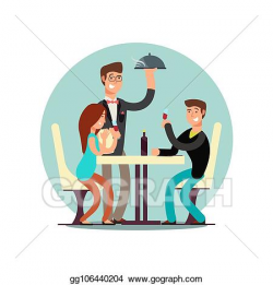 Vector Clipart - Cartoon character couple dining in ...