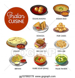 Vector Stock - Indian cuisine food traditional dishes ...