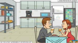 A Couple Enjoying A Romantic Dinner Date In A Restaurant and An Office  Lunch Room Background