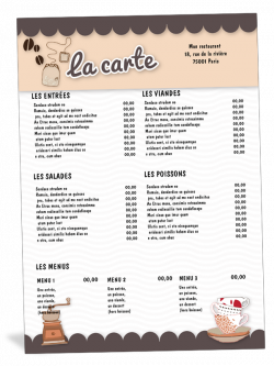 Carte de menu restaurant, salon de thé, café | Restaurants ...