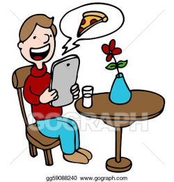 Vector Stock - Man ordering pizza with his digital device at ...
