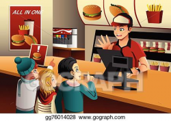 Vector Illustration - Kids ordering food at a restaurant ...
