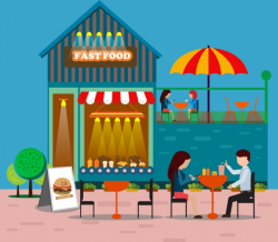 Fast food restaurant drawing colorful outdoor icons Free ...