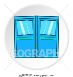 Drawing - Double door for restaurant icon, cartoon style ...