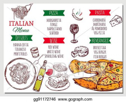 Vector Art - Italian restaurant menu. Clipart Drawing ...