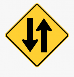 Highway Clipart Narrow Road - 2 Way Traffic Sign #1421505 ...